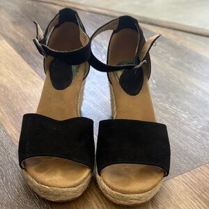 Black Espadrille Wedge Sandals